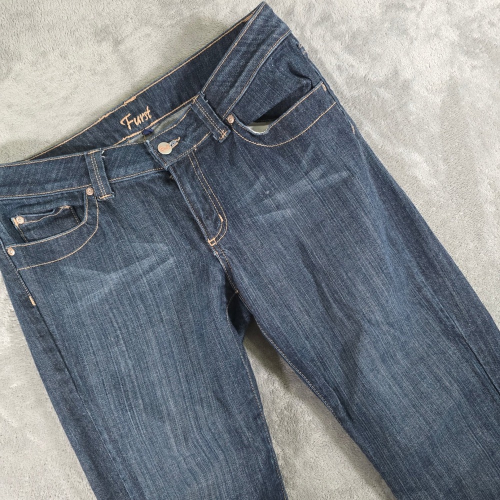 Furst Dark Wash Denim Cropped Cuff Jeans Comfort Stretch Women's Size 30‎